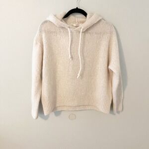 Nais Italy‎ Mohair Wool Blend Knit Hoodie Sweater Cream Off White ART 11031 OS